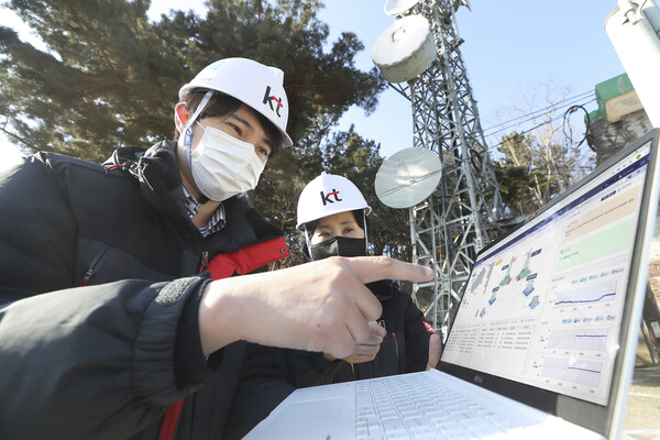 [▲KT 직원들이 닥터 마이크로웨이브 솔루션을 사용해 관제하는 모습 = ©KT]