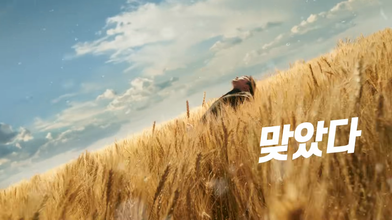 [AP신문 광고평론 No.904] 보리밭에 눕는 손석구. 사진 하이트진로 유튜브 캡처 ⓒAP신문(AP뉴스)