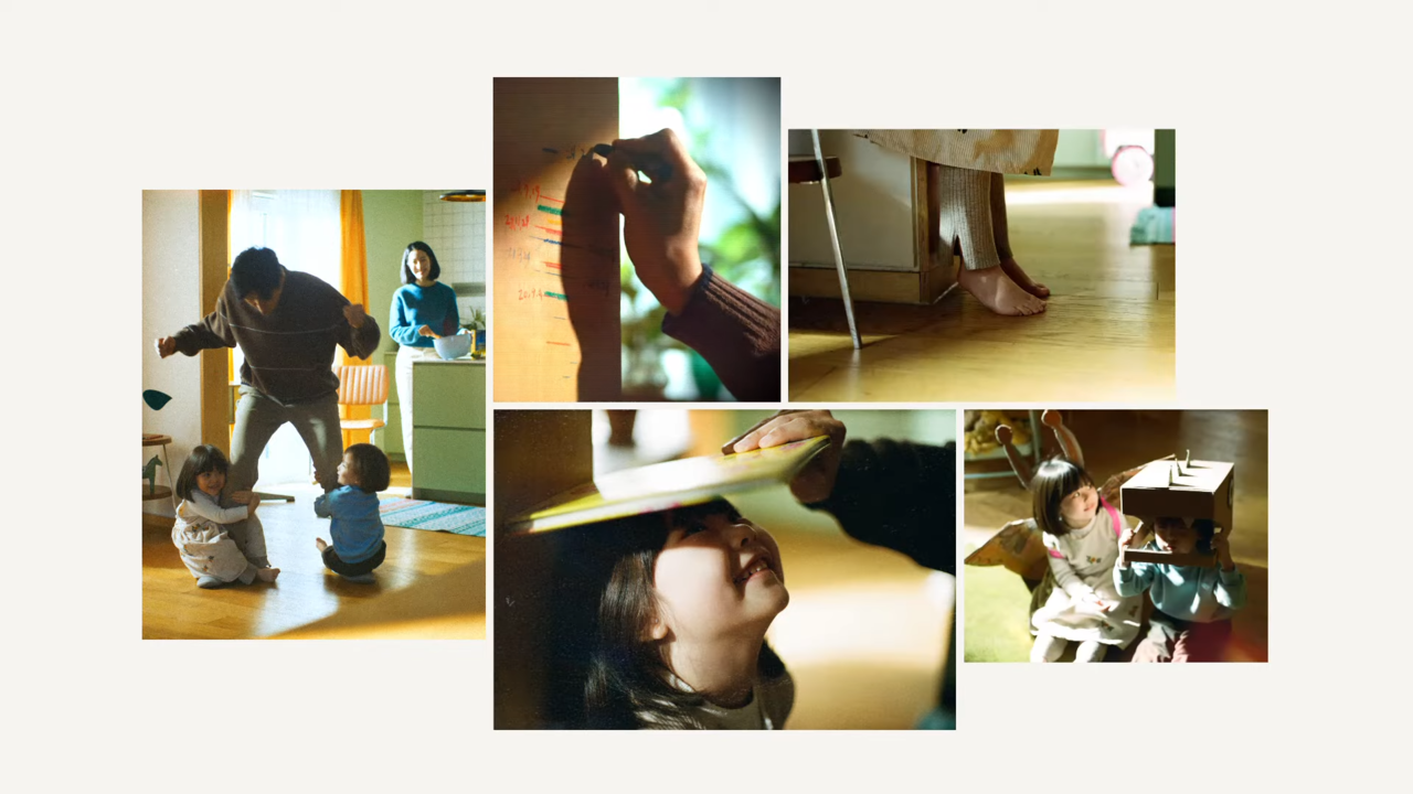 [AP신문 광고평론 No.1008]  집에서 가족이 따뜻한 시간을 보내는 모습. 사진 롯데건설 유튜브 오케롯케 캡처 ⓒAP신문(AP뉴스)