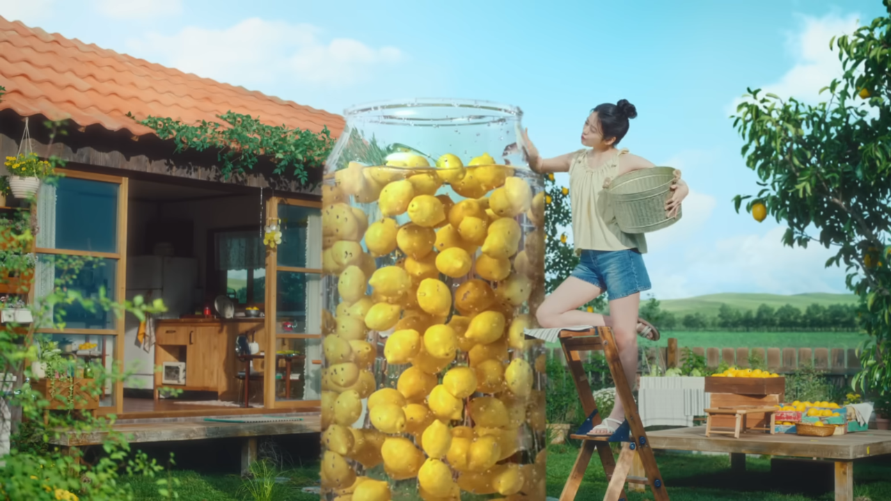 [AP신문 광고평론 No.1091]  ​​​​​​​청량한 색감이 돋보인다. 사진 롯데칠성 주류 유튜브 캡처 ⓒAP신문(AP뉴스)