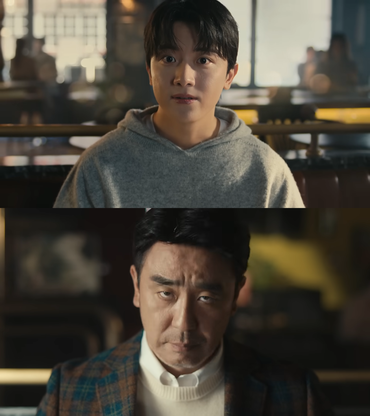 [AP신문 광고평론 No.1154]  (위)김신비 (아래)고개를 끄덕이는 류승룡. 사진 코카콜라코리아 유튜브 캡처ⓒAP신문(AP뉴스)