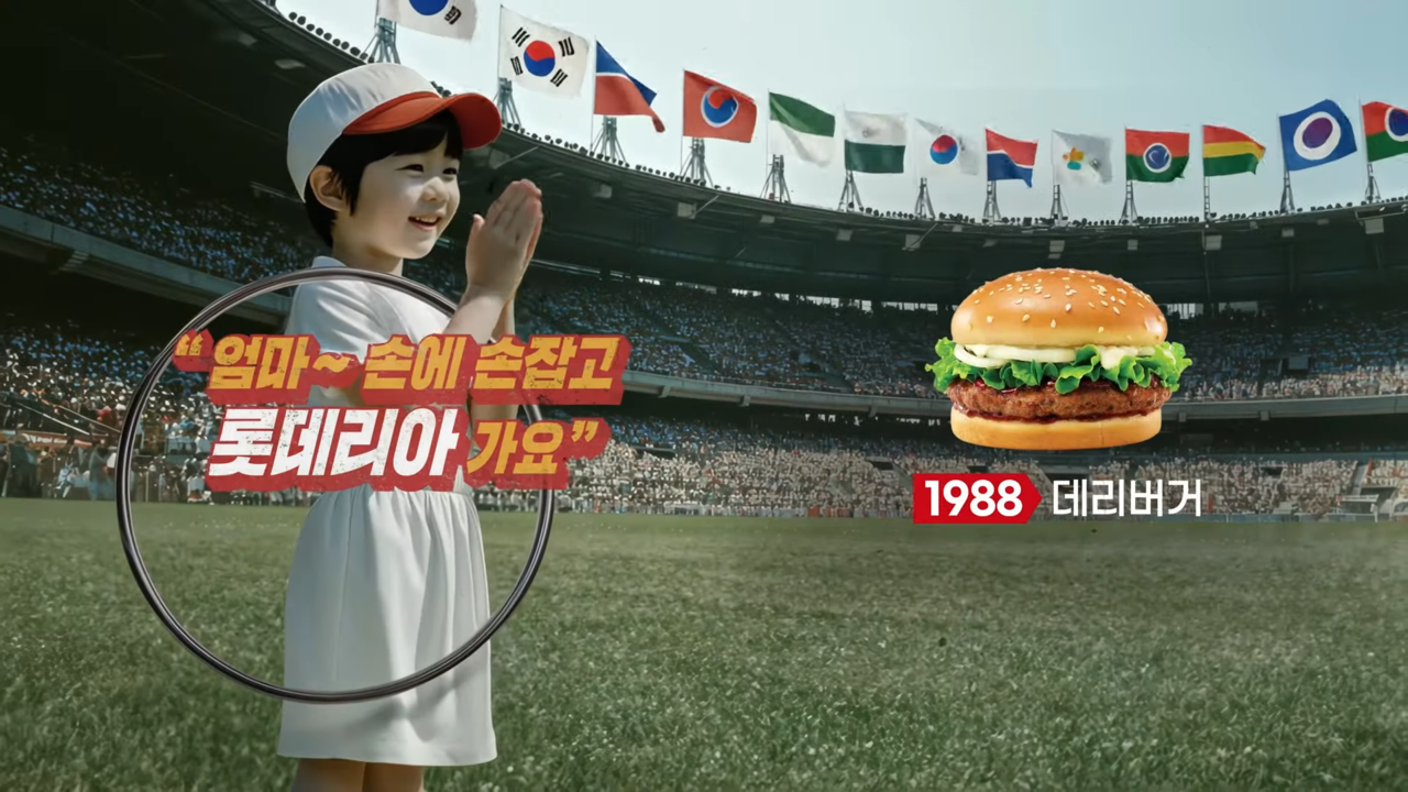 [AP신문 광고평론 No.1157]  ​​​​​​​1988년 서울 올림픽을 상징하는 굴렁쇠 소년. 사진 롯데리아 유튜브 캡처ⓒAP신문(AP뉴스)