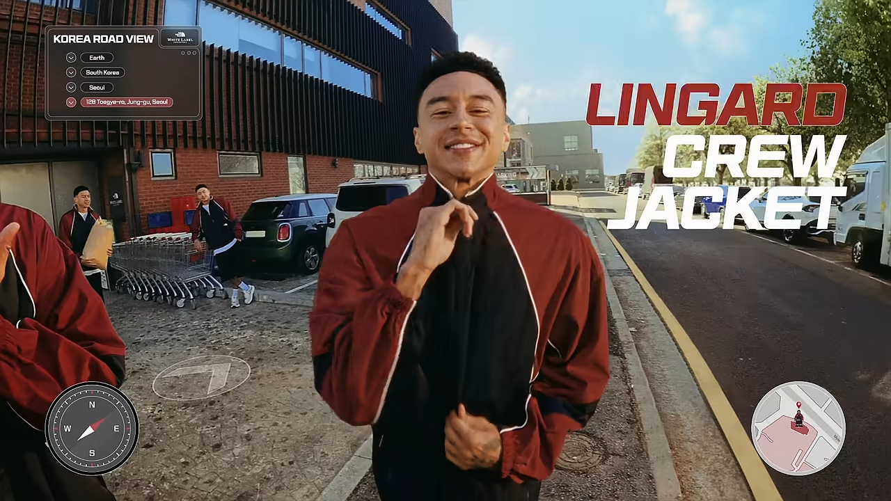 [AP신문 광고평론 No.1238]  ​​​​​​​'린가드 컬렉션'의 TNF 크루 자켓을 입은 린가드. 사진 노스페이스 유튜브 캡처ⓒAP신문(AP뉴스)