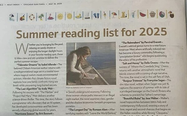 AP신문 미디어동향 5월 3주 ⓒAP신문(AP뉴스) / 시카고 신문이 보도한 여름 추천 도서 지면 캡쳐