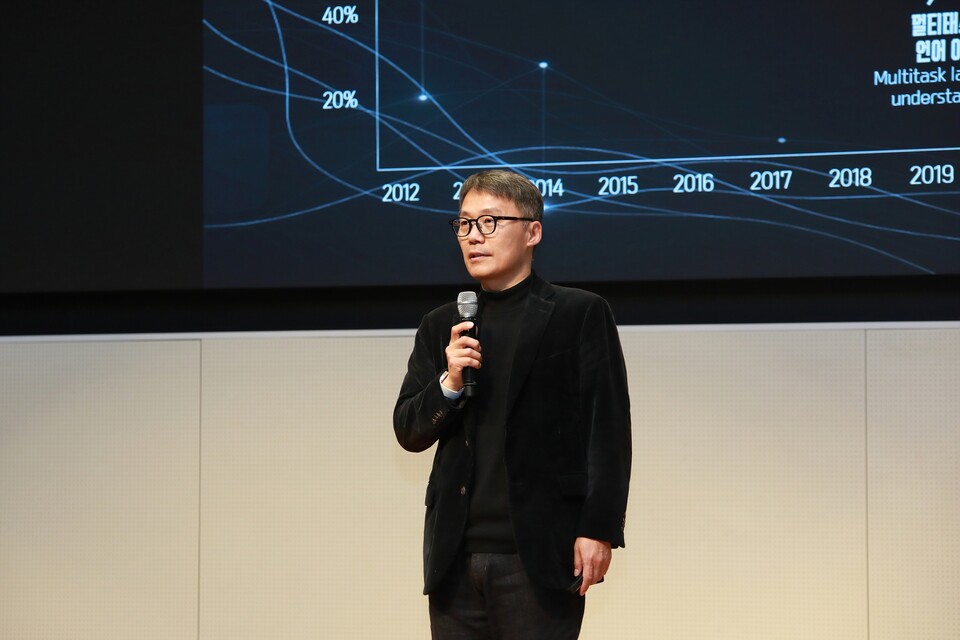 ©AP신문(AP뉴스)/이미지 제공 = 삼성물산 건설부문 ▲소병식 삼성물산 ENG혁신실장 부사장이 기조연설을 하고 있다.