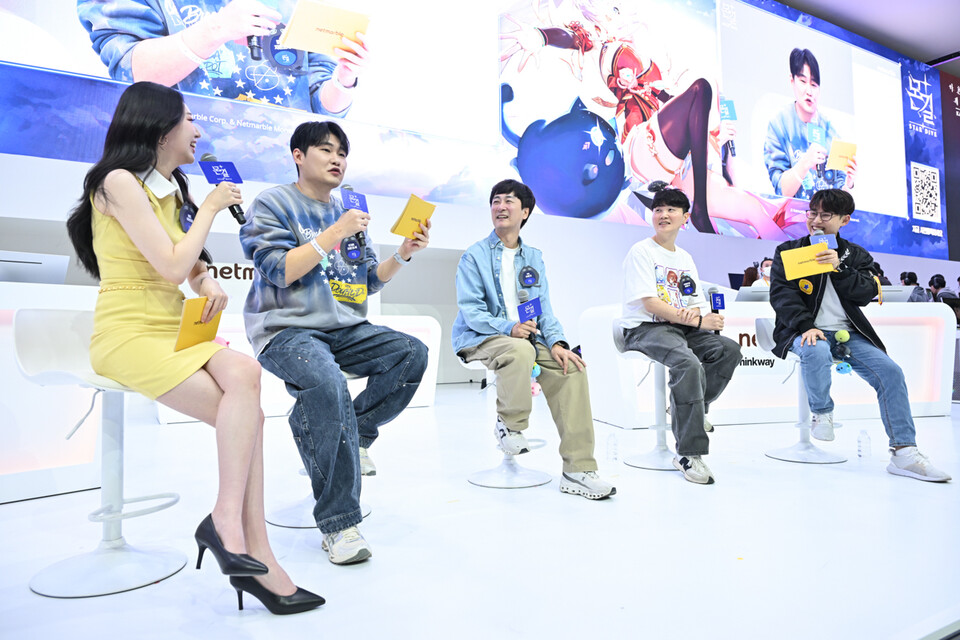 ©AP신문(AP뉴스)/이미지 제공 = 넷마블 ▲넷마블은 개발 중인 액션 RPG 신작 '몬길: STAR DIVE'의 개발자 DIVE 토크쇼를 ‘지스타 2025’에서 진행했다.