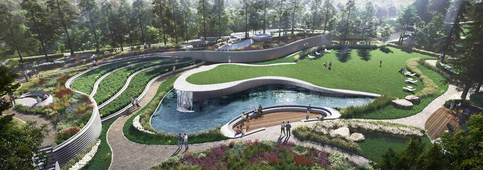 ©AP신문(AP뉴스)/이미지 제공 = 삼성물산 ▲래미안 와이츠 조경시설 '레이크 포레스트'