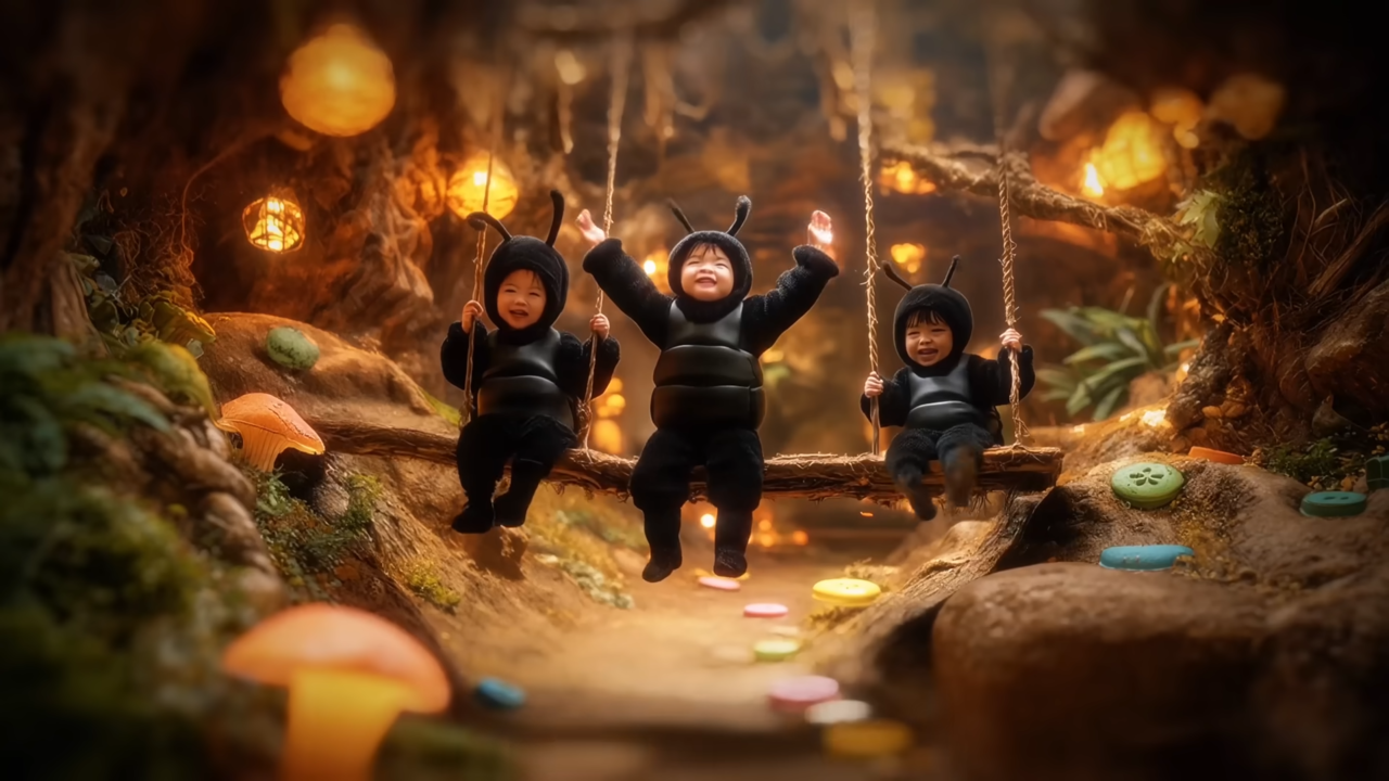 [AP신문 광고평론 No.1429]  ​​​​​​​아이들을 아기 개미처럼 묘사했다. 사진 유한킴벌리 유튜브 캡처ⓒAP신문(AP뉴스)